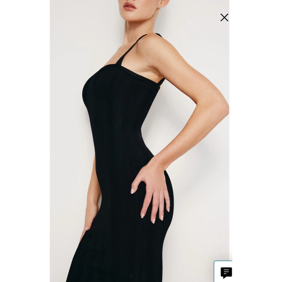 Women's GOOD AMERICAN Black Ribbed Square Neck Maxi Dress L - Picture 4 of 9